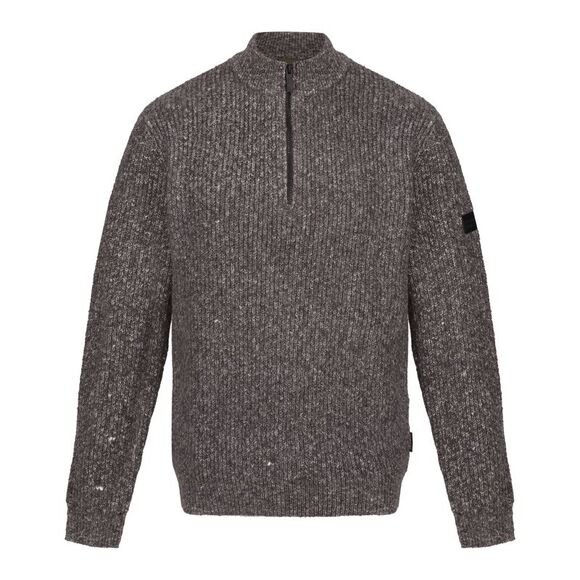 Regatta Professional Mens Marl Knitted Zip Neck Sweatshirt / Dark Grey